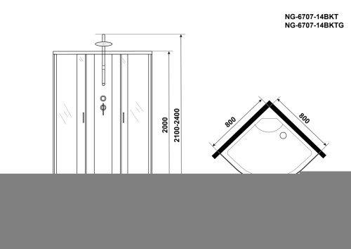 Душевая кабина Niagara Classic 67071414BKT 80х80 четверть круга без крыши ориентация универсальная - фото 5